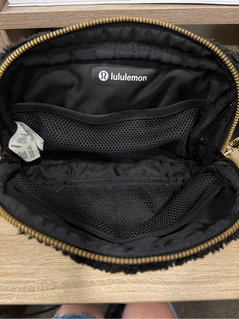 lululemon Black Sherpa Crossbody with Gold Zipper - Picture 6 of 8